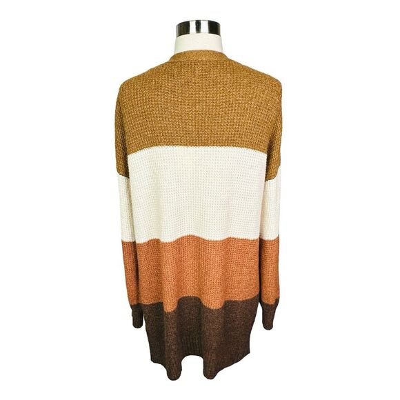 Pink Rose Open Front Striped Cardigan - Size XL - Picture 3 of 6